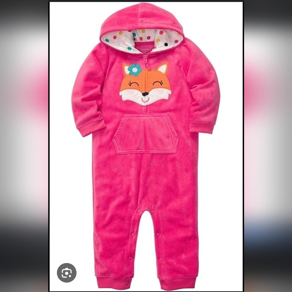 Carter's Hooded Fox Fleece Jumpsuit Size 24 Months